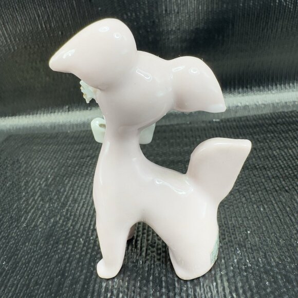 Thames Pink Ceramic Poodle Figurines Gold Bows Rhinestone Eyes Spaghetti Set 3 - Picture 9 of 15